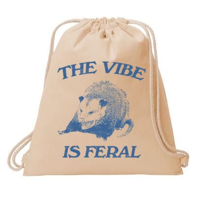 Possum The Vibe Is Feral Drawstring Bag