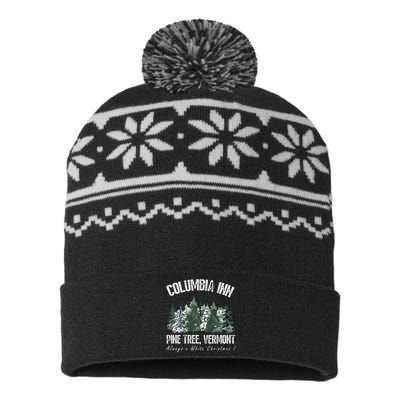 Pine Tree Vermont Always A White Christmas Tree Holiday USA-Made Snowflake Beanie