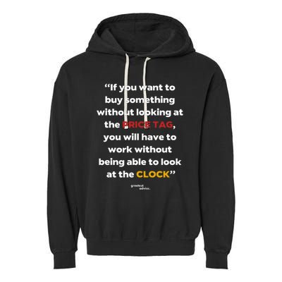 Price Tag Vs. Clock Financial Freedom Motivational Quote Garment-Dyed Fleece Hoodie