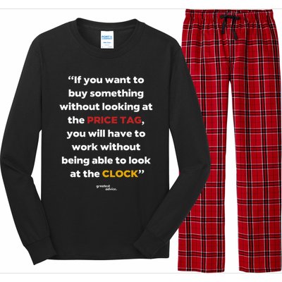 Price Tag Vs. Clock Financial Freedom Motivational Quote Long Sleeve Pajama Set