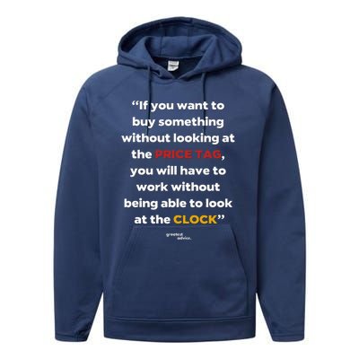 Price Tag Vs. Clock Financial Freedom Motivational Quote Performance Fleece Hoodie