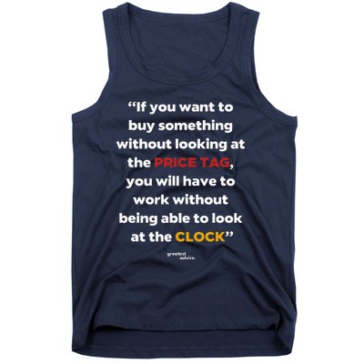 Price Tag Vs. Clock Financial Freedom Motivational Quote Tank Top