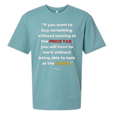 Price Tag Vs. Clock Financial Freedom Motivational Quote Sueded Cloud Jersey T-Shirt