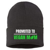 Promoted To Vegan Mom Pregnancy Gift And Mother's Day Gift Sustainable Knit Beanie