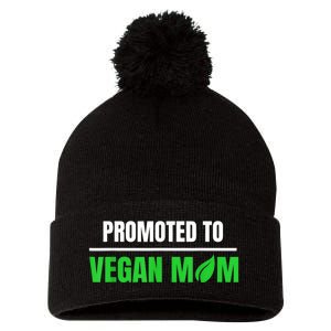 Promoted To Vegan Mom Pregnancy Gift And Mother's Day Gift Pom Pom 12in Knit Beanie