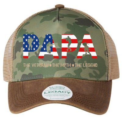 Papa The Veteran The Myth The Legend Legacy Tie Dye Trucker Hat