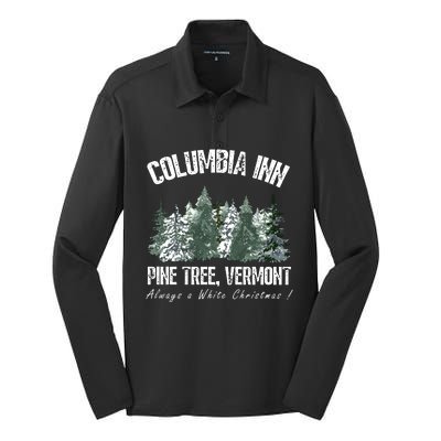 Pine Tree Vermont Always A White Christmas Tree Holiday Silk Touch Performance Long Sleeve Polo