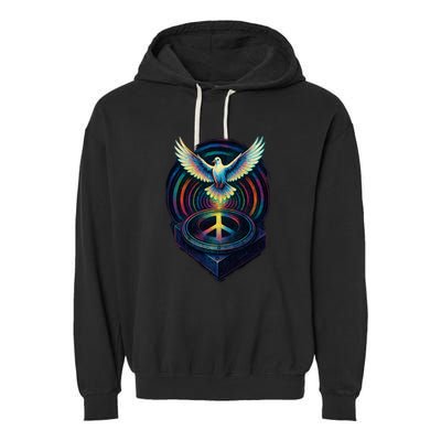 Peaceful Turntable Vibes Garment-Dyed Fleece Hoodie