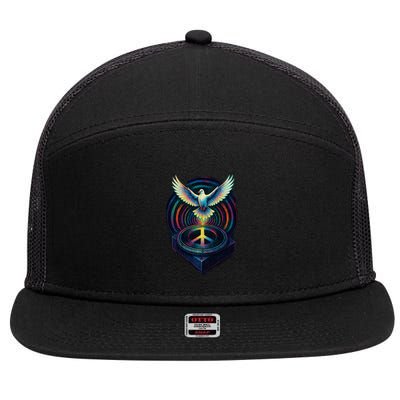 Peaceful Turntable Vibes 7 Panel Mesh Trucker Snapback Hat