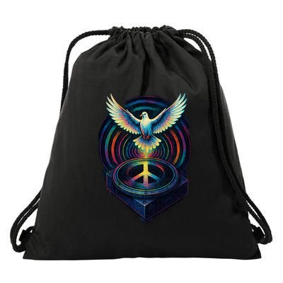 Peaceful Turntable Vibes Drawstring Bag