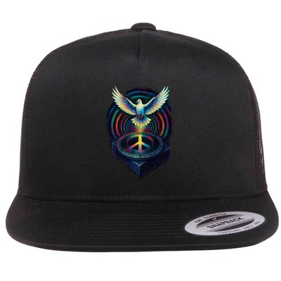 Peaceful Turntable Vibes Flat Bill Trucker Hat