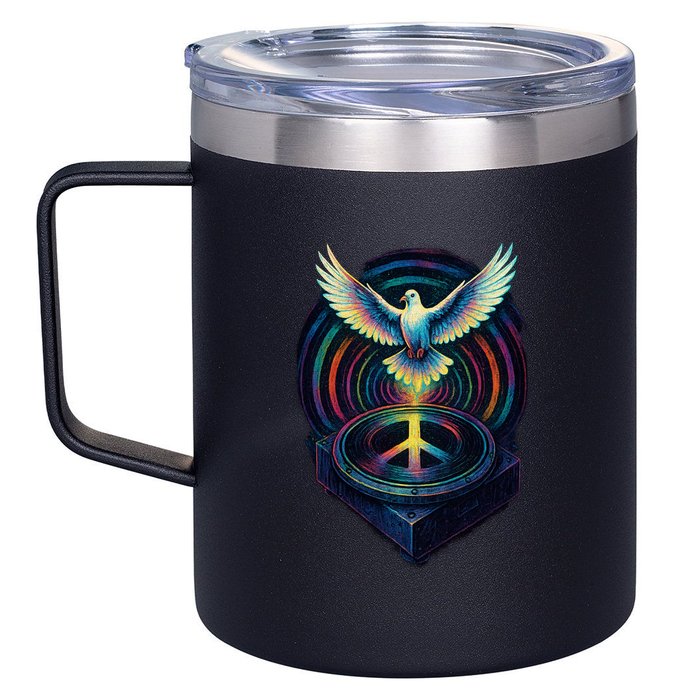 Peaceful Turntable Vibes 12oz Stainless Steel Coffee Mug