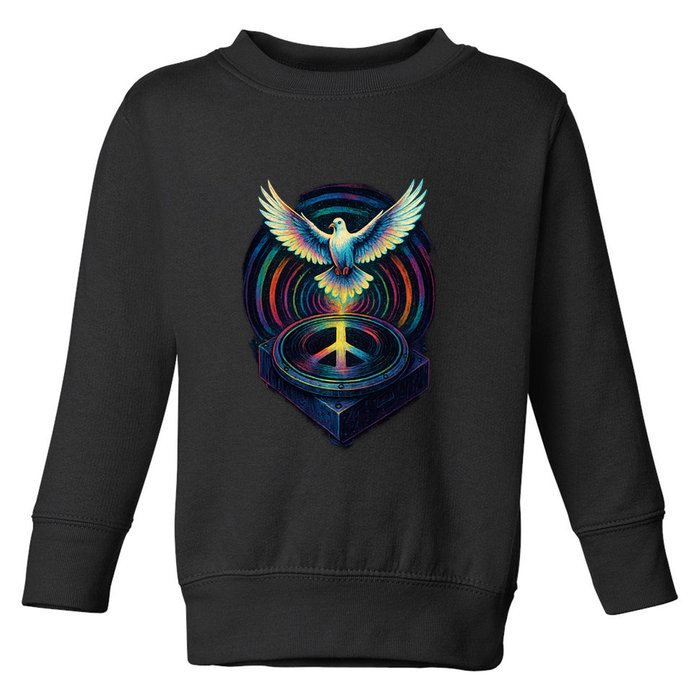 Peaceful Turntable Vibes Toddler Sweatshirt