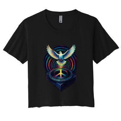 Peaceful Turntable Vibes Women's Crop Top Tee