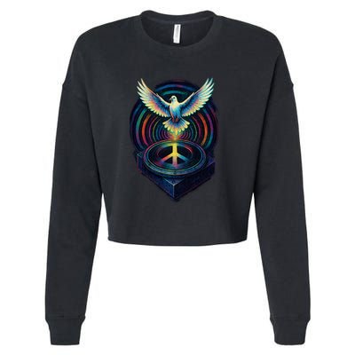 Peaceful Turntable Vibes Cropped Pullover Crew