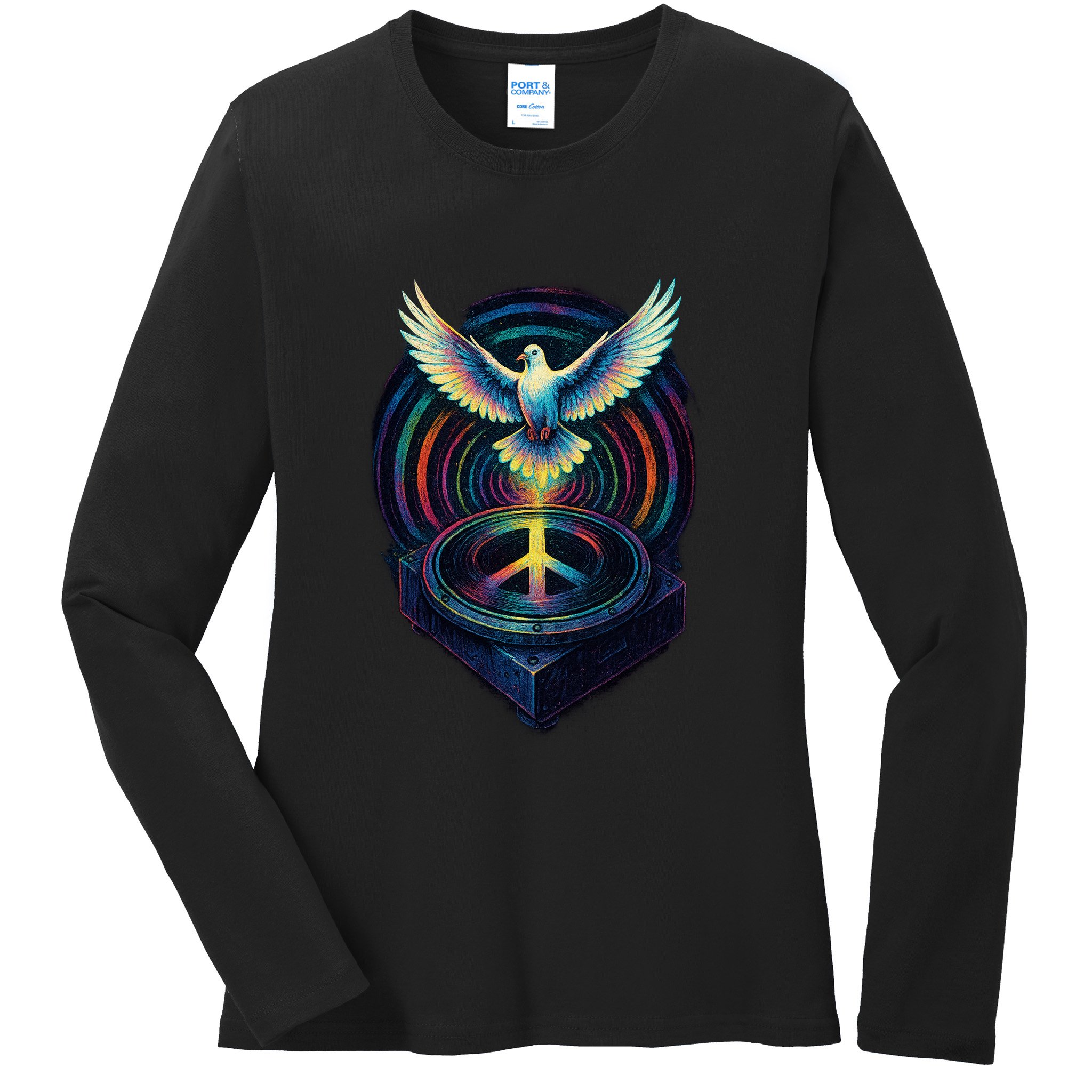 Peaceful Turntable Vibes Ladies Long Sleeve Shirt