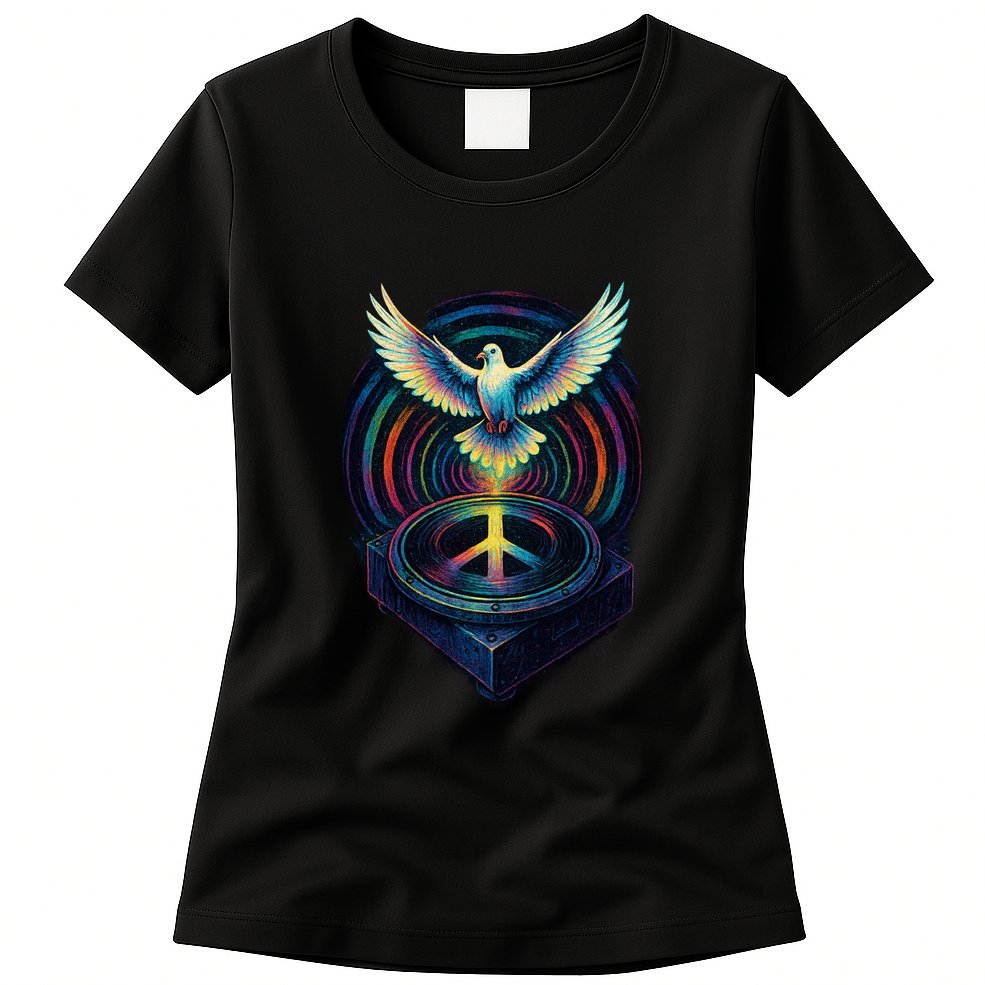 Peaceful Turntable Vibes Womens T-Shirt