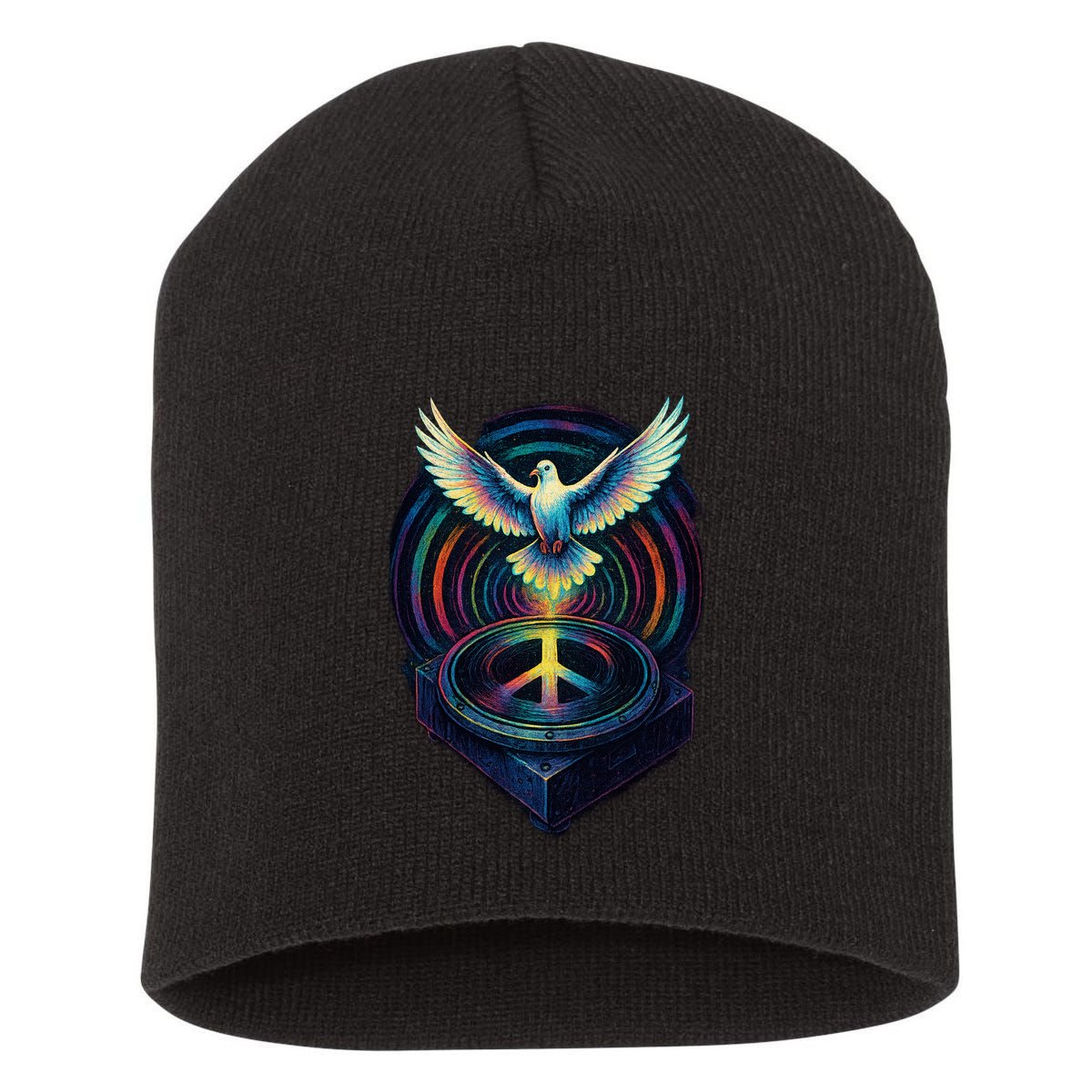 Peaceful Turntable Vibes Short Acrylic Beanie