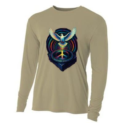 Peaceful Turntable Vibes Cooling Performance Long Sleeve Crew