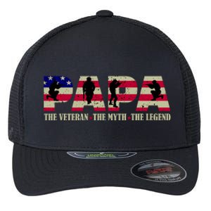 Papa The Veteran The Myth The Legend Flexfit Unipanel Trucker Cap