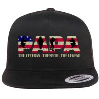 Papa The Veteran The Myth The Legend Flat Bill Trucker Hat