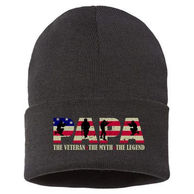 Papa The Veteran The Myth The Legend Sustainable Knit Beanie