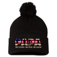 Papa The Veteran The Myth The Legend Pom Pom 12in Knit Beanie