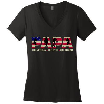 Papa The Veteran The Myth The Legend Women's V-Neck T-Shirt