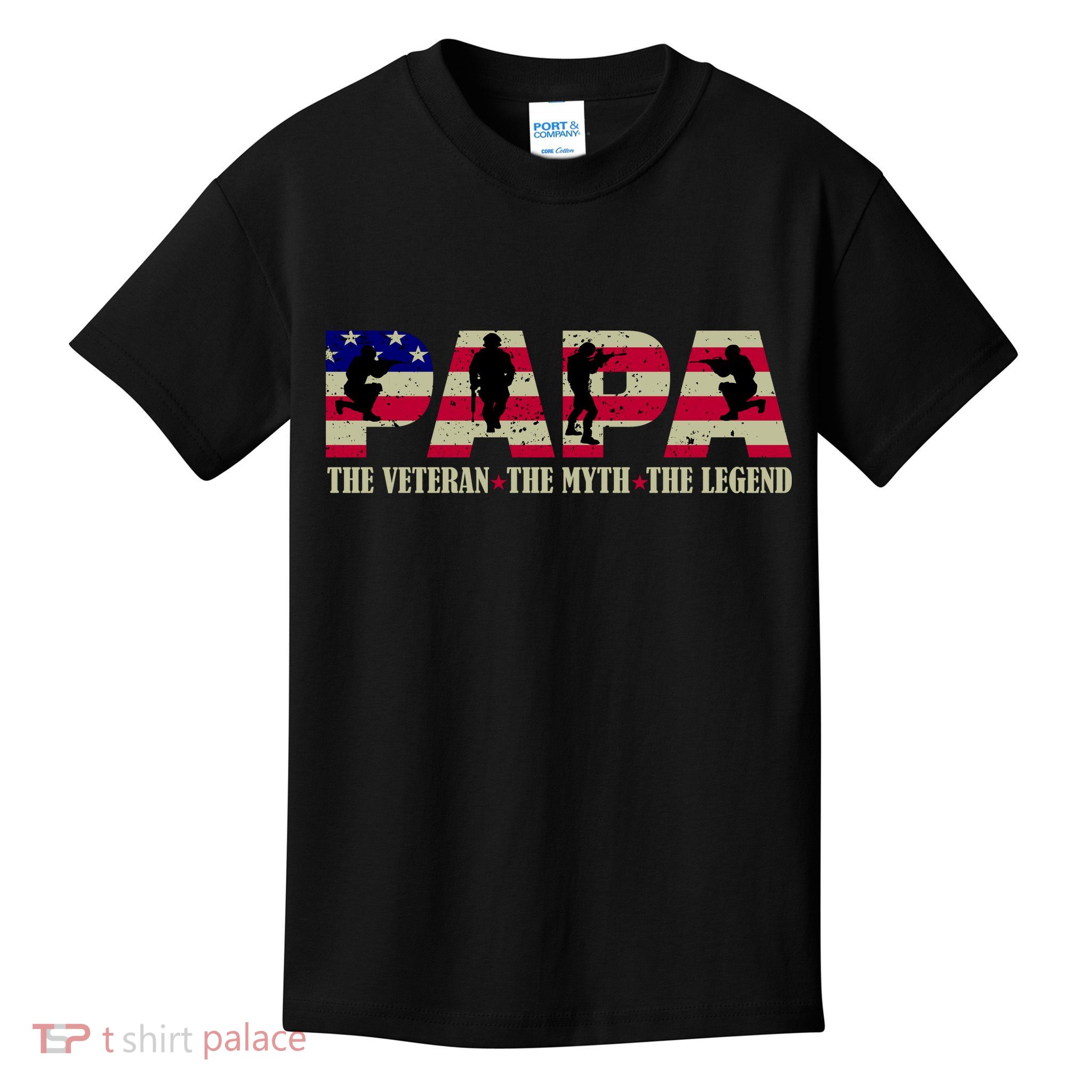 Papa The Veteran The Myth The Legend Kids T-Shirt