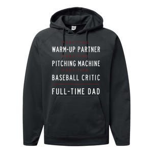 Part Time Warm Up Partner Pitching Baseball Full Time Dad Performance Fleece Hoodie