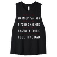 Part Time Warm Up Partner Pitching Baseball Full Time Dad Women's Racerback Cropped Tank