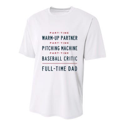 Part Time Warm Up Partner Pitching Baseball Full Time Dad Youth Performance Sprint T-Shirt
