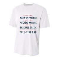 Part Time Warm Up Partner Pitching Baseball Full Time Dad Youth Performance Sprint T-Shirt