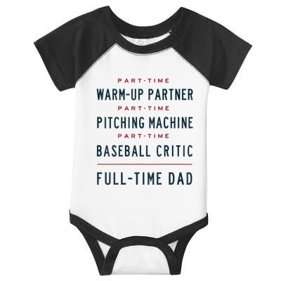 Part Time Warm Up Partner Pitching Baseball Full Time Dad Infant Baby Jersey Bodysuit