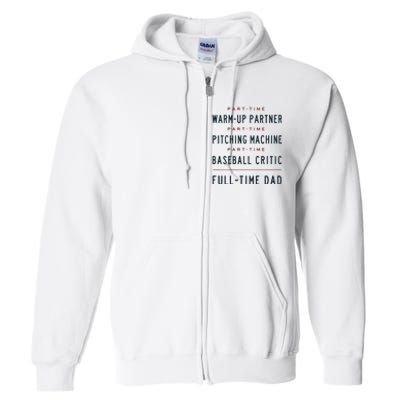 Part Time Warm Up Partner Pitching Baseball Full Zip Hoodie