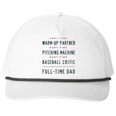 Part Time Warm Up Partner Pitching Baseball Snapback Five-Panel Rope Hat