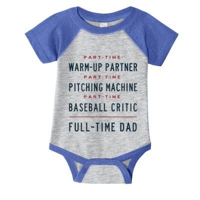 Part Time Warm Up Partner Pitching Baseball Full Time Dad Gift Infant Baby Jersey Bodysuit