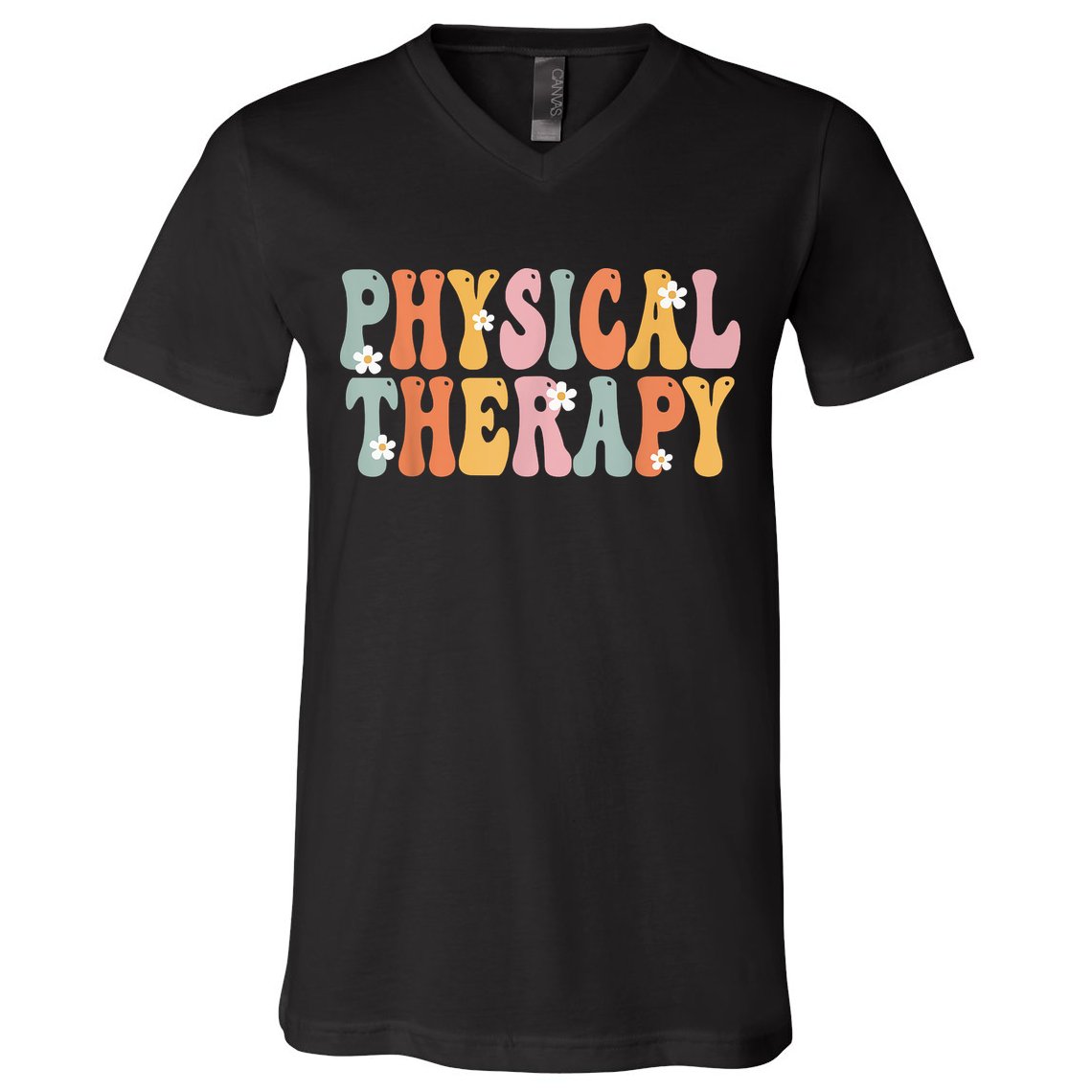 Physical Therapy Week Groovy Appreciation Day For Women Work V-Neck T-Shirt
