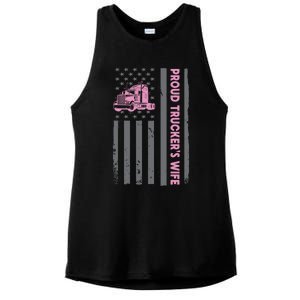 Proud TruckerS Wife American Flag Truck Driver Wife Lover Great Gift Ladies PosiCharge Tri-Blend Wicking Tank