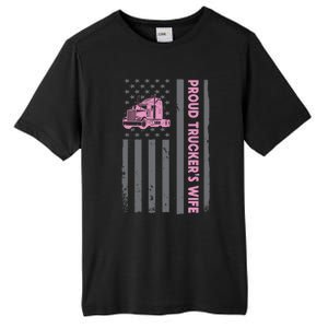 Proud TruckerS Wife American Flag Truck Driver Wife Lover Great Gift Tall Fusion ChromaSoft Performance T-Shirt