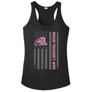 Proud TruckerS Wife American Flag Truck Driver Wife Lover Great Gift Ladies PosiCharge Competitor Racerback Tank