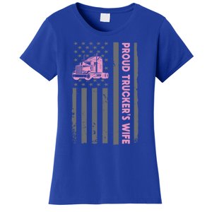 Proud TruckerS Wife American Flag Truck Driver Wife Lover Great Gift Women's T-Shirt