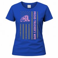 Proud TruckerS Wife American Flag Truck Driver Wife Lover Great Gift Women's T-Shirt