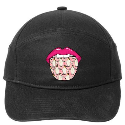 Penguin Tongue Wildlife Artic Birds Gift Penguin Great Gift 7-Panel Snapback Hat