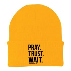 Pray Trust Wait Matthew 21:22 Scripture Christian Meaningful Gift Knit Cap Winter Beanie