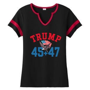 Patriotic Trump Won 45 And 47 Victory Winner Trump Wins Ladies Halftime Notch Neck Tee