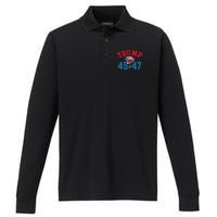 Patriotic Trump Won 45 And 47 Victory Winner Trump Wins Performance Long Sleeve Polo