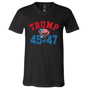 Patriotic Trump Won 45 And 47 Victory Winner Trump Wins V-Neck T-Shirt