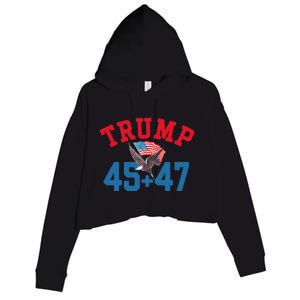 Patriotic Trump Won 45 And 47 Victory Winner Trump Wins Crop Fleece Hoodie