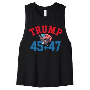 Patriotic Trump Won 45 And 47 Victory Winner Trump Wins Women's Racerback Cropped Tank